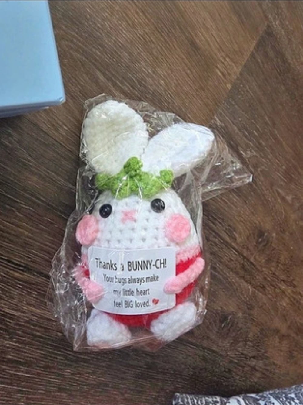 Dyceeyisi Emotional Support Crochet Bunny Plush Toy White & Pink